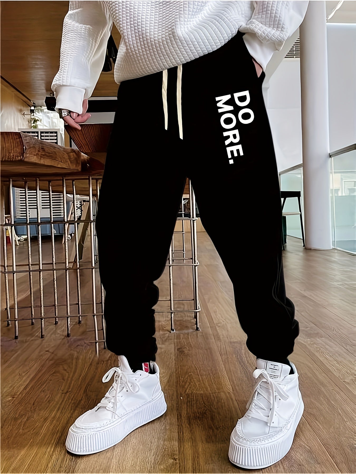 DO MORE Print Men's Chic Sports Jogger With Drawstring For All Seasons Outdoor, Men's Leisurewear