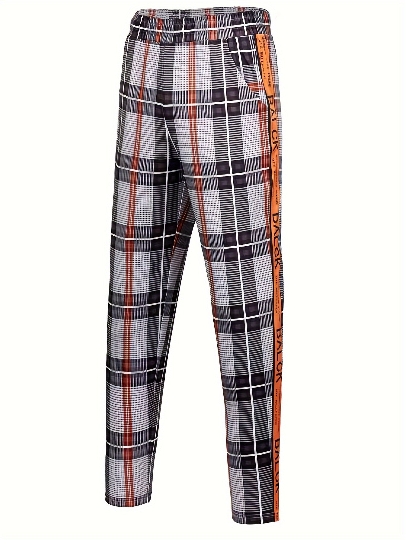 Men's Casual Tapered Trousers Checkered Casual Long Cropped Pants Streetwear For Men