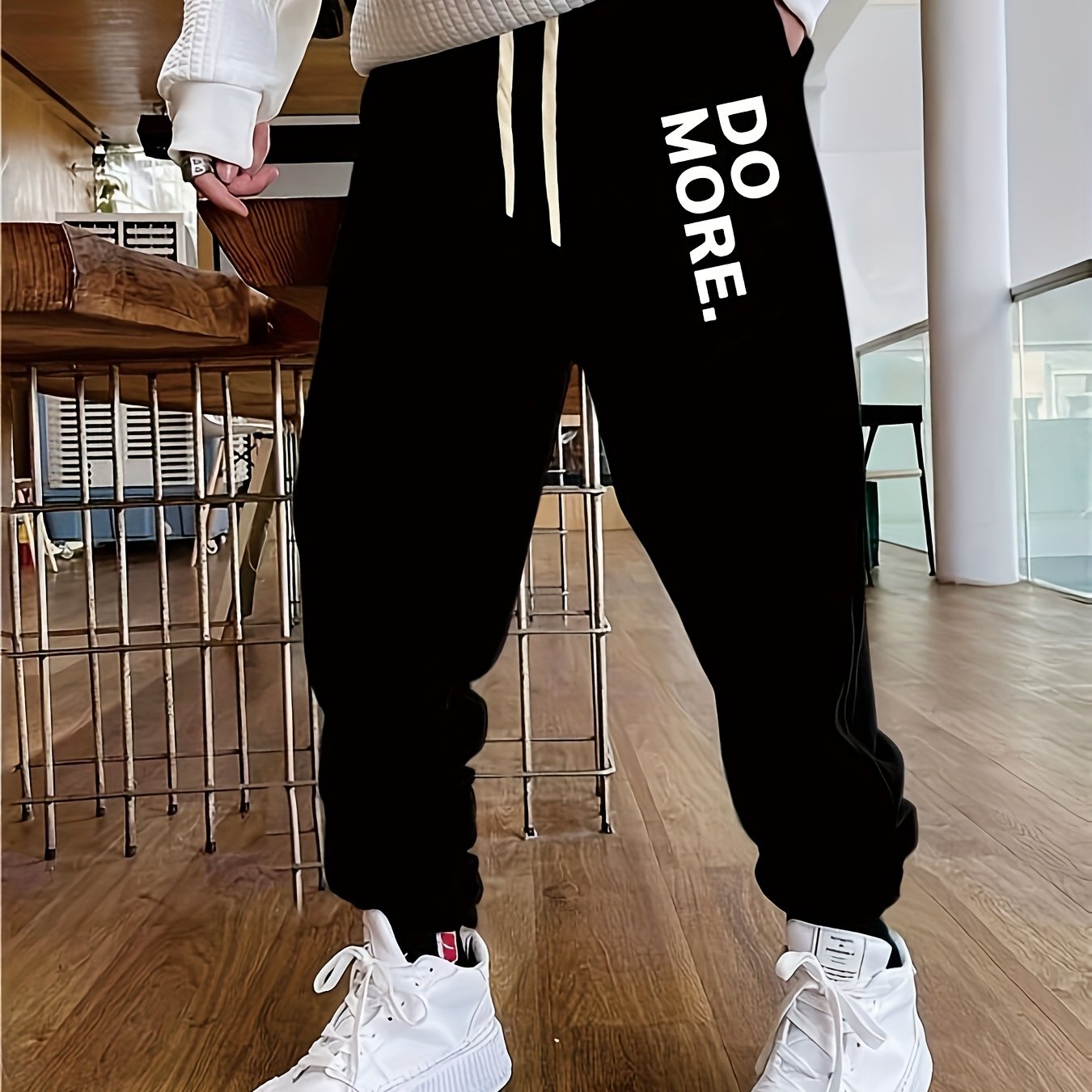 DO MORE Print Men's Chic Sports Jogger With Drawstring For All Seasons Outdoor, Men's Leisurewear
