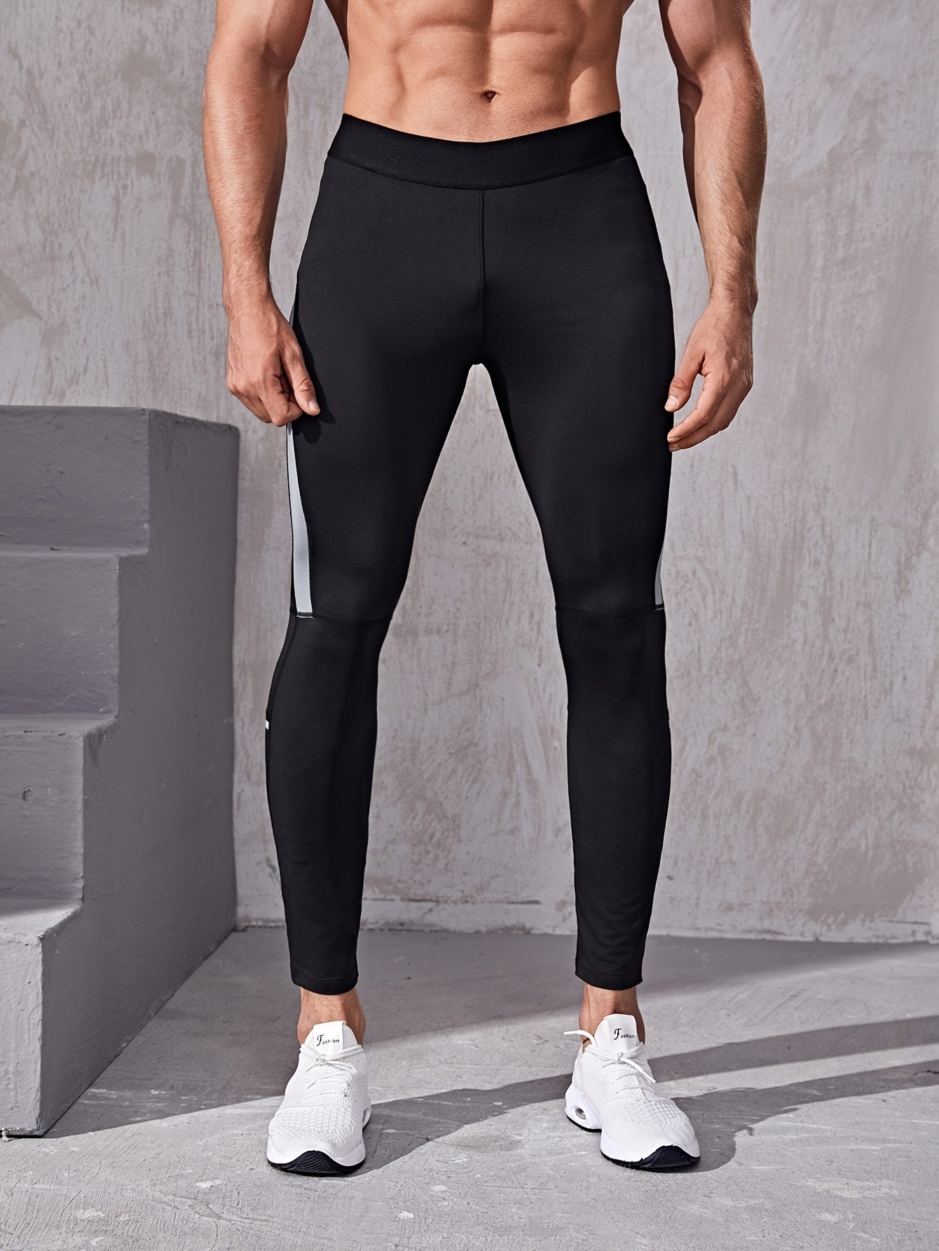 Men's Quick-drying Compression Fitness Pants, Casual High-elastic Leggings For Outdoor Gym Fitness Running